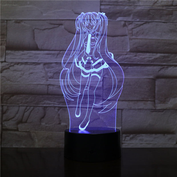 Hatsune Miku Figure USB 3D LED Night Light Multicolor RGB Boys Child Kids Baby Gifts Decorative lights Music Table Lamp Bedside
