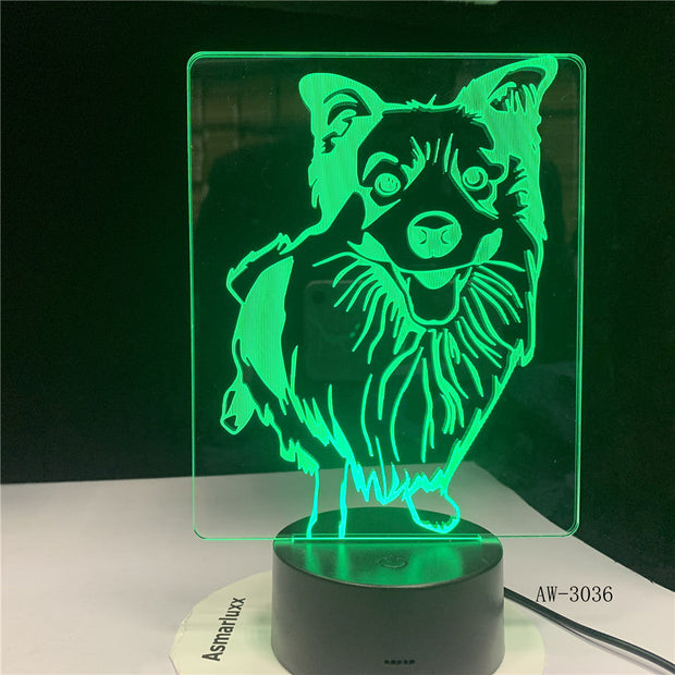7 Colors Changing Shepherd Modelling Desk Lamp Led 3D Dog Night Light Lampara Decor Usb Baby Sleep Lighting Bedside Gift aw-3036