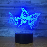 Butterfly Wings 3D LED Night Light Acrylic Panel Stereo Illusion Table Desk Lamp Multi-colored Bulbing Light with Touch Remote