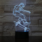 Skateboarding Player Figure 3D LED Visual Lamp for Indoor Room Decor Cool Gift for Kids Child Bedroom Decorative Led Night Light