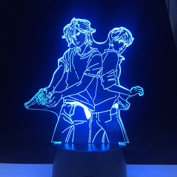 ASH LYNX AND EIJI OKUMURA LED 3d ANIME LAMP BANANA FISH 3D Led 7 Colors Light Japanese Anime Remote Control Base Table Lamp
