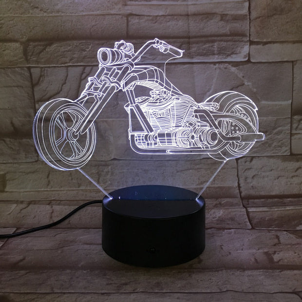 Motor Bike Night Light 7 Colors Changing 3D LED Lamps Big Wheel Racing Motorcycle Portable Lights Friends Kids Birthday Light