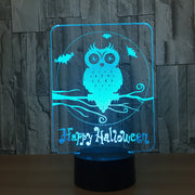 Happy Halloween Owl 3D LED Lamp 7 Colors Visual Led Night Lights for Kids Touch USB Table Lampara Lampe Baby Sleeping Nightlight