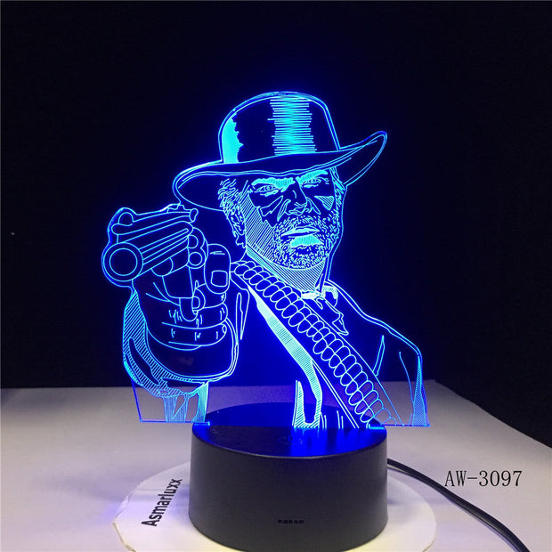 Red Dead Redemption 2 3D Table Lamp Kids Adult LED Colorful Touch Lamp Bedroom Remote Control Night Luminous Game Toys AW-3097