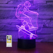 Skateboarding 3D Light LED Acrylic Night Lamp Office Bar Bedroom Mood Lighting 7 Colors Change Illusion Kids Gift Home Decor