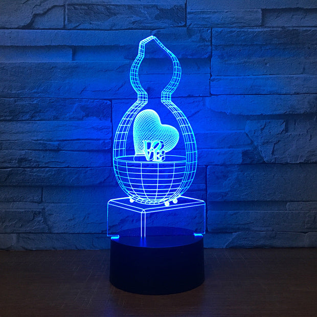 3D Creative 7 colors Night light Bedside Table Lamp 3D Touch Night Light Bedroom Party Desk Decor Lamp Girls Birthday Gift 2266