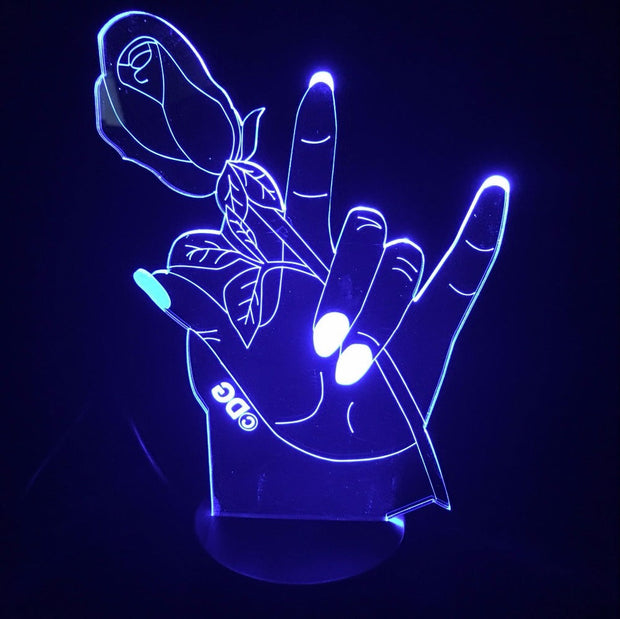 Rose Hands Flower 3D LED Lamp Usb Touch Button Fashion Desk Lamp 7 Color Change Led Home Living Room Lighting Decor Night Light