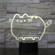 Fat Cat 3D Night Light Animal Changeable Mood Lamp LED 7 Colors USB Illusion Table Lamp For Home Decorative As Kid Toy Gift 2849