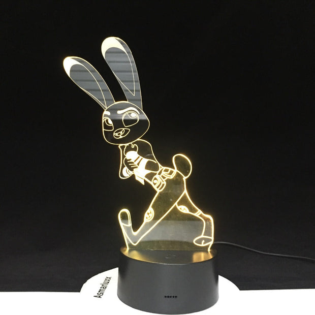 Crazy Animal City Judy Rabbit Night Light for Children Colors Changing Gift Nightlights Cartoon 3D Led Night Light Dropship 515