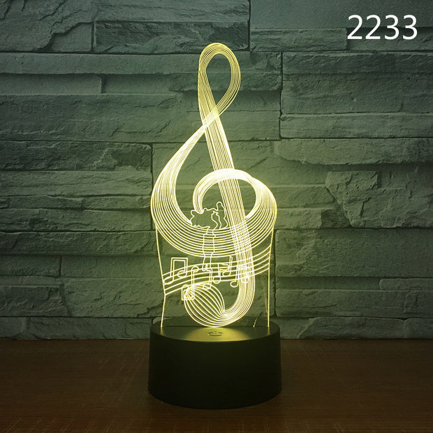 Musical Guitar Drum Set Saxophone Music Notes 3D Night Lamp 7/16 Colors Remote Kids Friends Gift Toys Fashion Decor Dropshipping