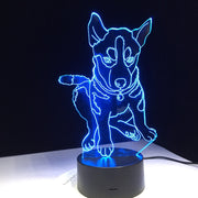 Husky Dog 3D LED lamp 7 Colors Lighting Children's Bedside Sleep Room Table Desk Modelling USB Changing Night Light Decor Gifts