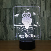 Happy Halloween Owl 3D LED Lamp 7 Colors Visual Led Night Lights for Kids Touch USB Table Lampara Lampe Baby Sleeping Nightlight