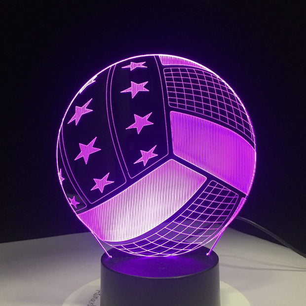 3D LED Night Light USA Team Volleyball with 7 Colors Night Light USB LED Lighting Decor luminaria Children Table Toys DropShip