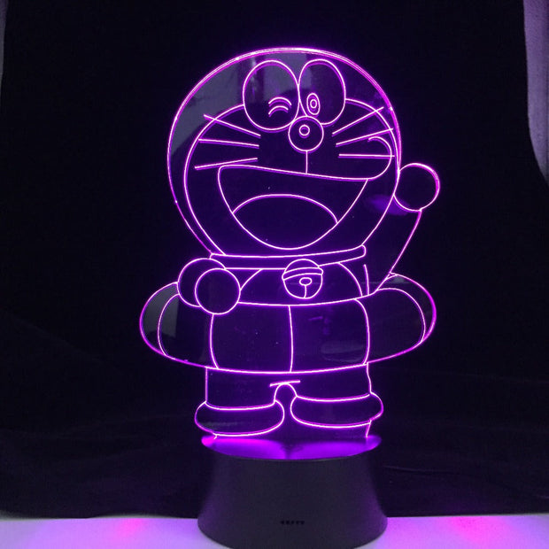 Doraemon 3D Night Light LED Cartoon Lampara Illusion Children Kids Gift Decorative Lights Animal Cat Desk lamp Bedside Decor