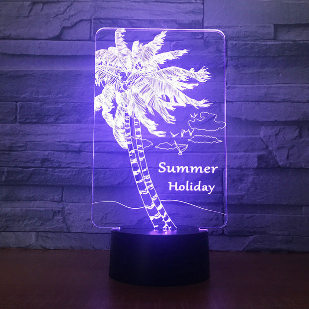 Summer Holiday Coconuts Tree Shape 3d lamp Table Lamp Acrylic Creative Decorations Bedroom Sleeping Nightlight Gift Dropshipping