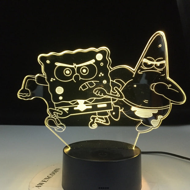 Patrick Star Running 3d lamp Table Lamp Acrylic Creative Decorations Bedroom Sleeping Nightlight Gift Dropshipping