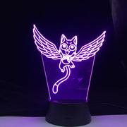 Fairy Tail Cat Happy Fly Figure 3d Led Night Light for Kids Bedroom Decor Led Touch Sensor Color Changing Desk Anime Gift