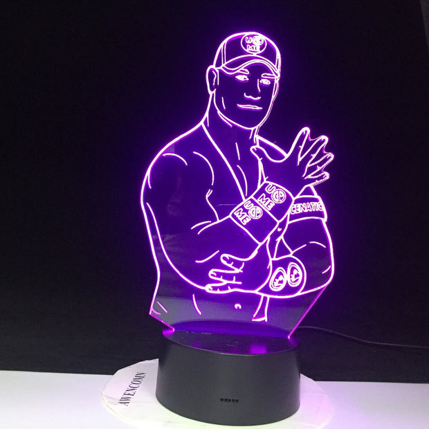 John Cena Sport Wrestler 3D Led Night Light Touch Sensor Color Changing Nightlight for Office Room Decor Cool Table Lamp 3130