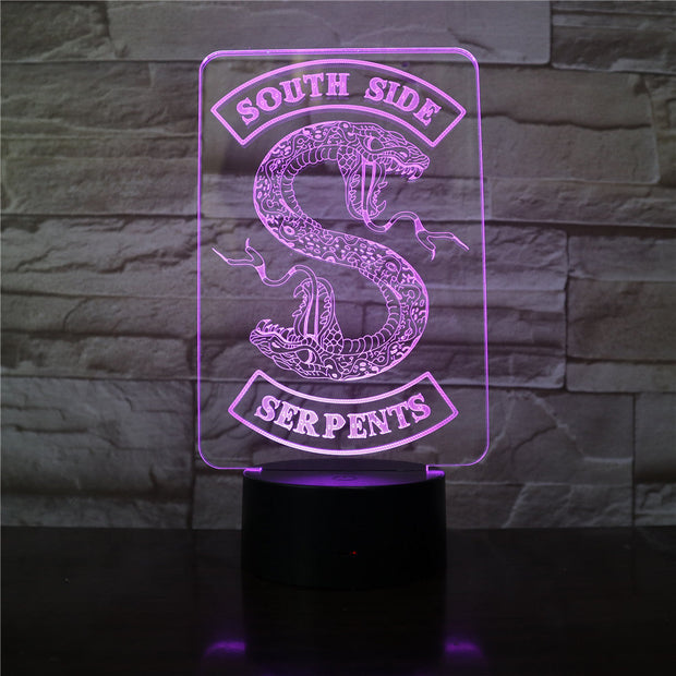 Badges Riverdale Snake Logo 3D LED Night Light Southside Serpents Decor Sign Things Riverdale Accessories Table Lamp Colors Gift