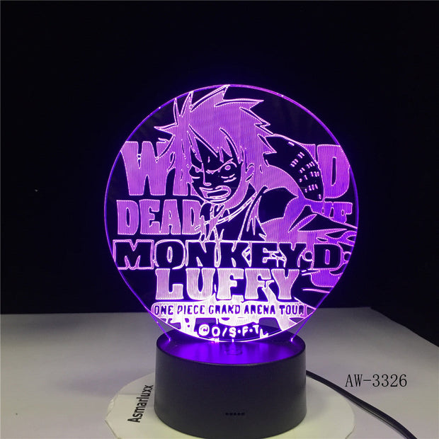 3D Led Vision Anime Luffy Modelling Night Light Usb One Piece Table Lamp 7 Colors Changing Home Decor Light Fixtures AW-3326