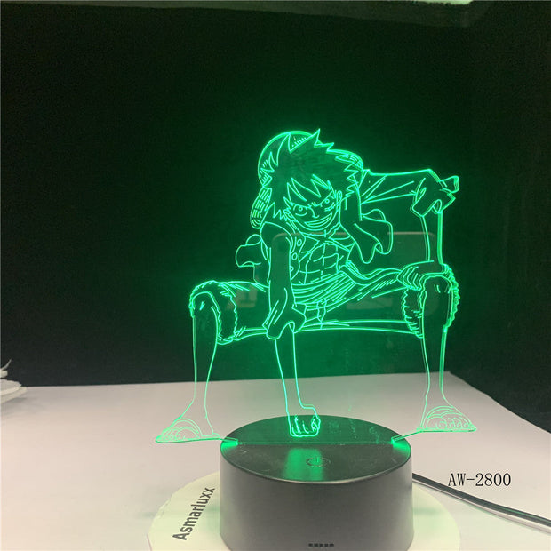 One Piece Luffy Table Lamp 3D LED Touch Switch Night Light Anime USB 7 Colors Atmospheres Decor LED Lighting Decor Gifts AW-2800