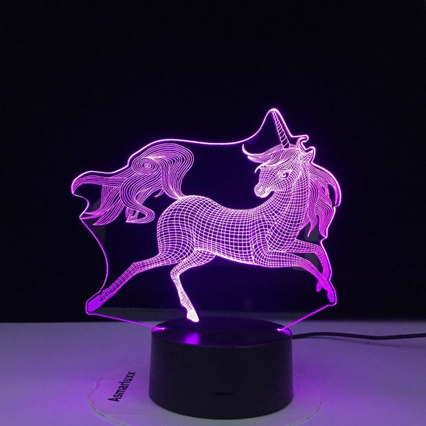 Unicorn 3D LED Night Light Unicornio Party Cartoon Lamp 7 Colors Change Baby for Bedroom Beside Lamp Baby Gifts