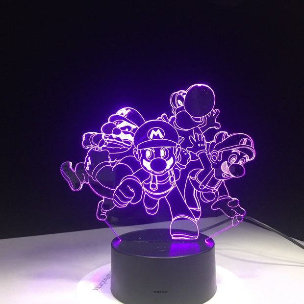 Super Mario Bros Luigi Toad Dragon 3D Desk Table Light Lamp USB Acrylic Super Gift for Children Baby Sleep Lamp Nursery Light