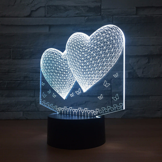 Double Two Heart 3d Lamp 7 Colors Led Night Lamp For Friends Touch Led Usb Table Lampara Lampe Sleeping Nightlight Drop Shipping