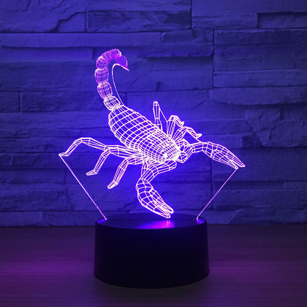 Scorpion 3D LED lamp 7 Colors RGBW Home Decor Atmosphere LED Night light USB LED Unique Special Decor Light for Drop Shipping