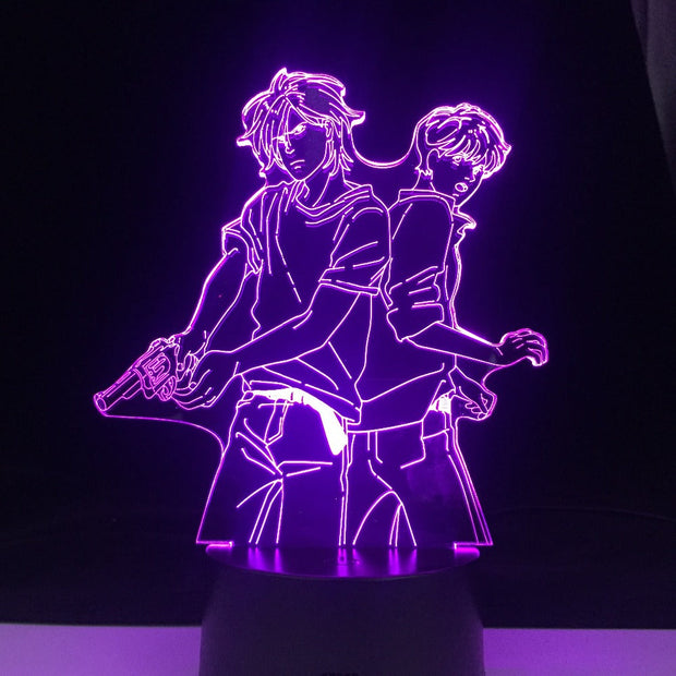 ASH LYNX AND EIJI OKUMURA LED 3d ANIME LAMP BANANA FISH 3D Led 7 Colors Light Japanese Anime Remote Control Base Table Lamp