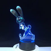 Crazy Animal City Judy Rabbit Night Light for Children Colors Changing Gift Nightlights Cartoon 3D Led Night Light Dropship 515