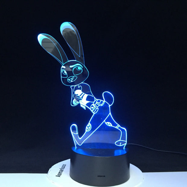 Crazy Animal City Judy Rabbit Night Light for Children Colors Changing Gift Nightlights Cartoon 3D Led Night Light Dropship 515