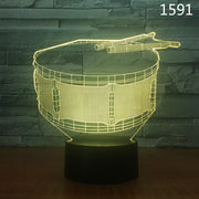 Musical Guitar Drum Set Saxophone Music Notes 3D Night Lamp 7/16 Colors Remote Kids Friends Gift Toys Fashion Decor Dropshipping