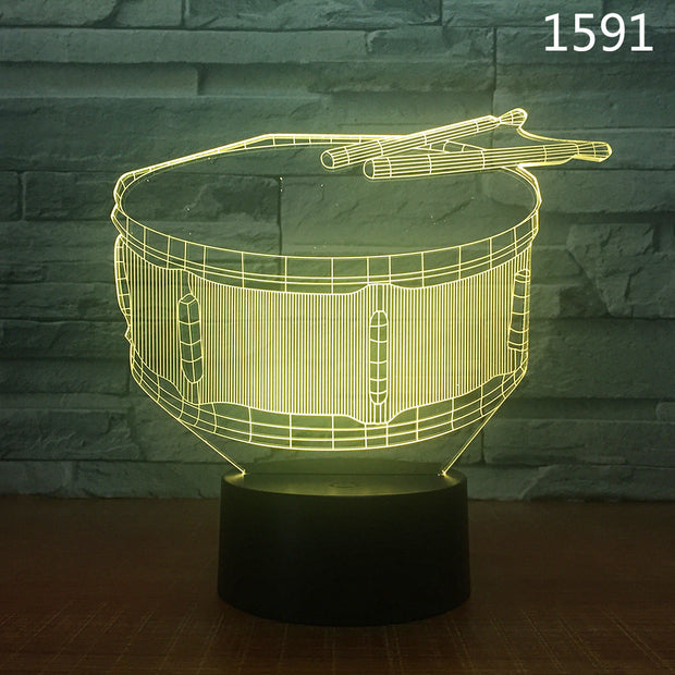 Musical Guitar Drum Set Saxophone Music Notes 3D Night Lamp 7/16 Colors Remote Kids Friends Gift Toys Fashion Decor Dropshipping