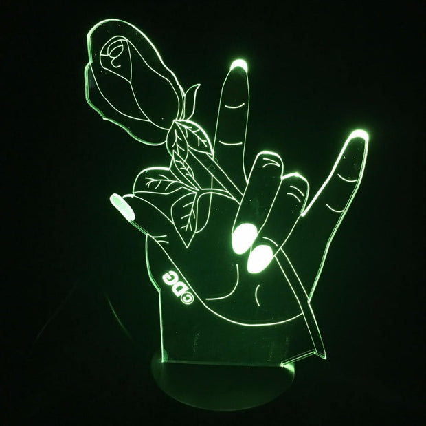Rose Hands Flower 3D LED Lamp Usb Touch Button Fashion Desk Lamp 7 Color Change Led Home Living Room Lighting Decor Night Light