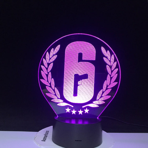 Rainbow Six Siege 3D Night Light LED Touch Sensor 7 Colors Changing Child Kids Gift FPS Game Table Lamp Rainbow 6 Logo 2878