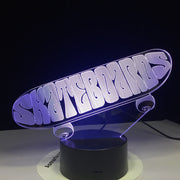 Sporting Skateboard 3D LED USB Lamp Tridimensional Innovative Desktops Downlights RGB controller Mood Touch Remote Decor GX1956