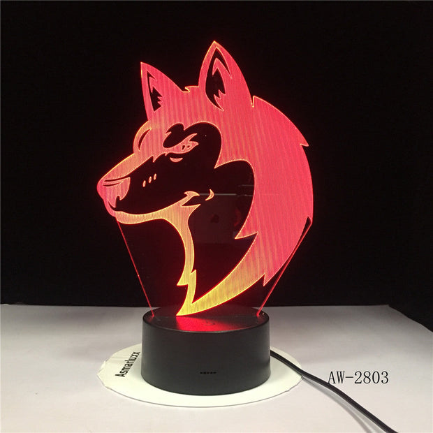 3D Animal Wolfs Head Table Lamp LED USB Creative Baby Sleep Night Light Bedside Light Fixture Bedroom Decor Kids Gifts AW-2803