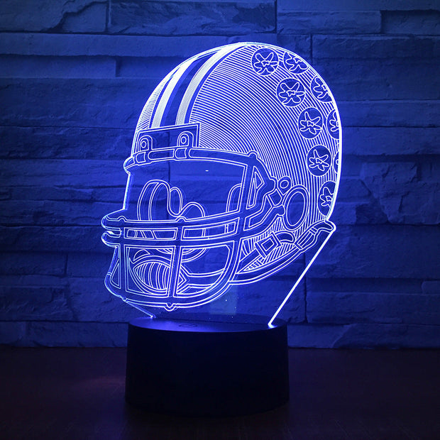 American Football Helmet Sports Caps 3D Lamp Team Logo Multicolors Lava LED Lighting Night Luminaria Best Fans Gift