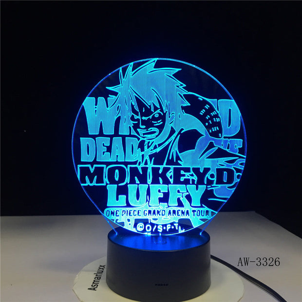 3D Led Vision Anime Luffy Modelling Night Light Usb One Piece Table Lamp 7 Colors Changing Home Decor Light Fixtures AW-3326