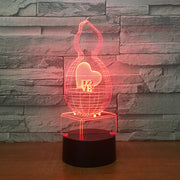 3D Creative 7 colors Night light Bedside Table Lamp 3D Touch Night Light Bedroom Party Desk Decor Lamp Girls Birthday Gift 2266