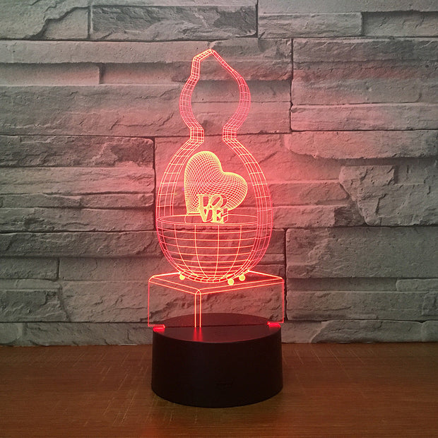 3D Creative 7 colors Night light Bedside Table Lamp 3D Touch Night Light Bedroom Party Desk Decor Lamp Girls Birthday Gift 2266