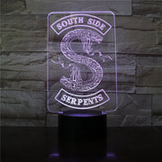 Badges Riverdale Snake Logo 3D LED Night Light Southside Serpents Decor Sign Things Riverdale Accessories Table Lamp Colors Gift