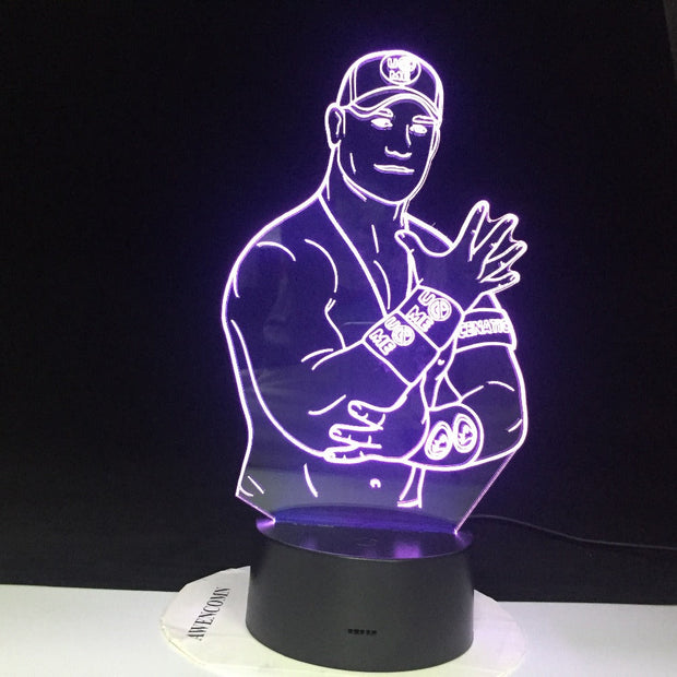 John Cena Sport Wrestler 3D Led Night Light Touch Sensor Color Changing Nightlight for Office Room Decor Cool Table Lamp 3130