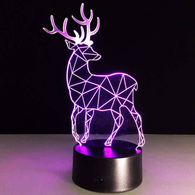 3D Deer Plastic Desk Lamp Table Lights Handcraft LED Night Light Bedroom Christmas Toy 7 Colors Gift USB Plug Drop Shipping