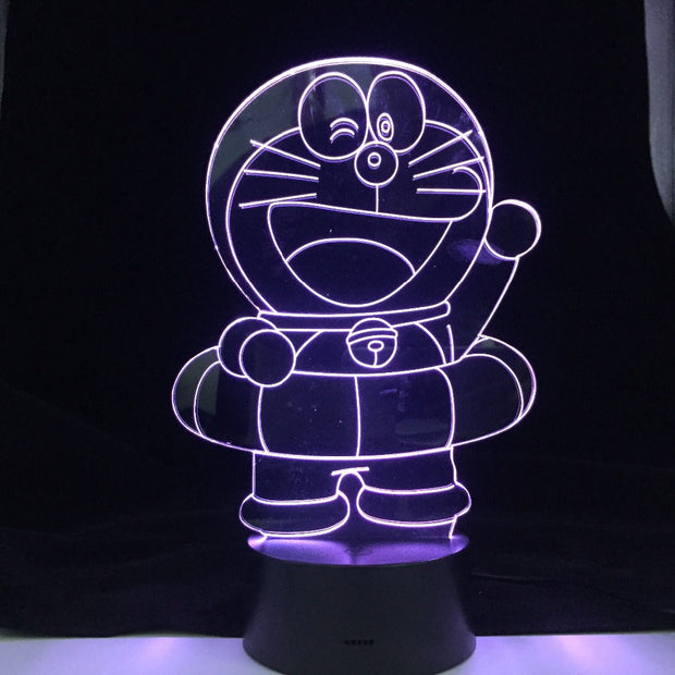 Doraemon 3D Night Light LED Cartoon Lampara Illusion Children Kids Gift Decorative Lights Animal Cat Desk lamp Bedside Decor