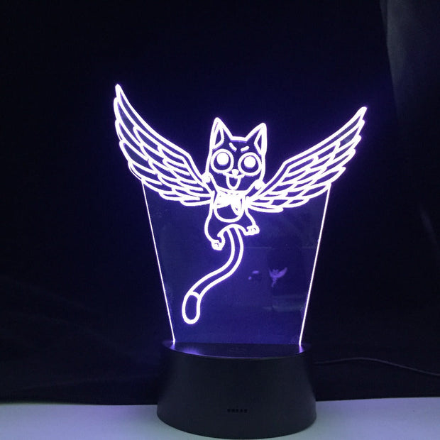 Fairy Tail Cat Happy Fly Figure 3d Led Night Light for Kids Bedroom Decor Led Touch Sensor Color Changing Desk Anime Gift