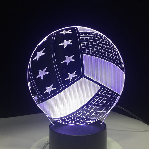 3D LED Night Light USA Team Volleyball with 7 Colors Night Light USB LED Lighting Decor luminaria Children Table Toys DropShip
