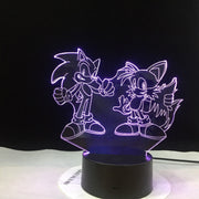 Super Sonic Team 3D Visual Illusion LED Sonic The Hedgehog Night lights Usb Led Light Lamp For Christmas Gift Dropshipping