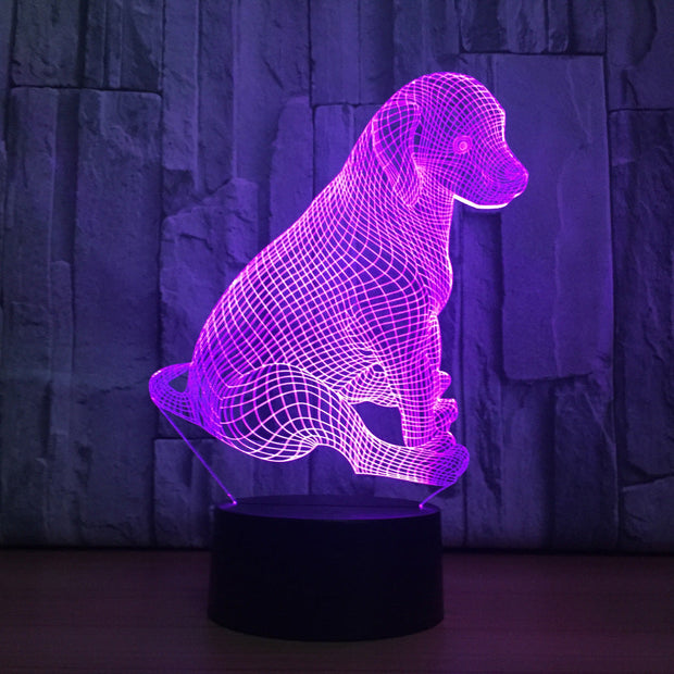 Cute Labrador Dog Lamp 3D Night Light Kids Toy LED 3D Touch Table Lamp 7 Colors Flashing LED Light Christmas Decoration